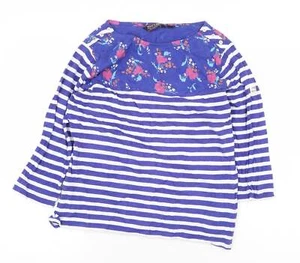 Regatta Womens Purple Striped 100% Cotton Basic T-Shirt Size 12 Boat Neck - Flow - Picture 1 of 12