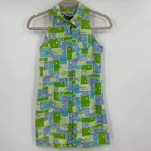 Lilly Pulitzer Shirt Dress Girls 12 Multi Fish Print Waist Tie Button Front - Picture 1 of 11