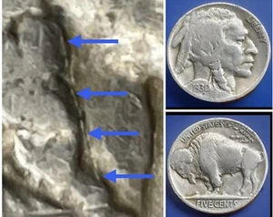 1930 Buffalo Nickel Error. Field Restricted Strike Through Debris. See Pics#3017 - Picture 1 of 7