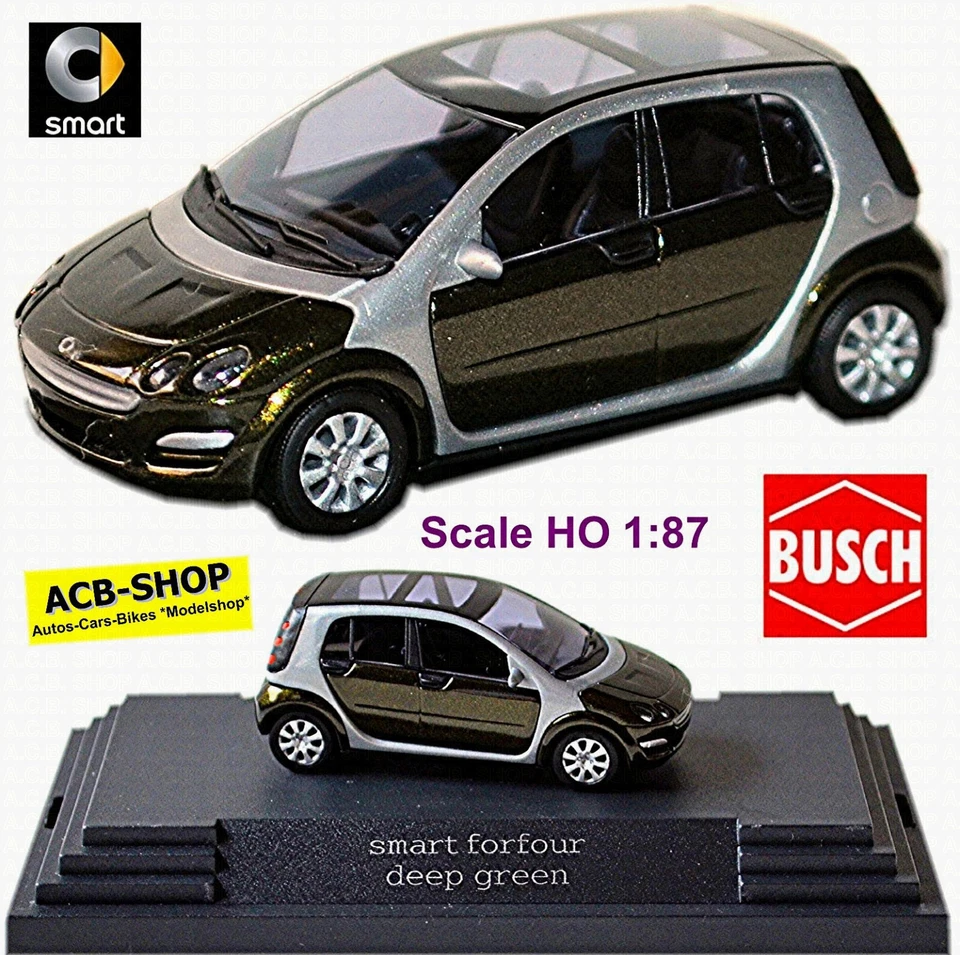 Smart Forfour 2004-06 Tipo: 454 Profondo Verde + Argento Metallico 1:87 Busch - Immagine 1 di 4