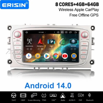 Android 14 Autoradio Navi Ford Focus C/S-Max Galaxy Mondeo CarPlay DAB+ USB 64GB - Bild 1 von 4