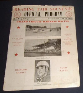 1949 Reading Fair Grand Circuit Harness Racing Auto Races Program - Picture 1 of 8