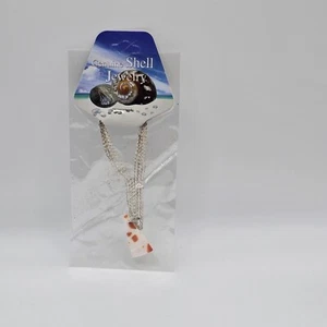 White W/ Orange Spot 17" Genuine Shell Necklace Jewelry (Mixed) *Read Disc* - Picture 1 of 8