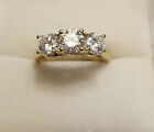 125 Ct Round Cut Simulated Diamond 3 Stone Engagement Ring Yellow Gold Plated