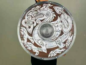 Medieval Wooden Dragon King Fenrir Authentic Battle-worn Viking Shield Valhalla - Picture 1 of 6