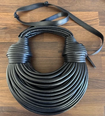 Tiffany & Fred Paris Smooth Leather String Bag Women's Black - Image 1 of 4