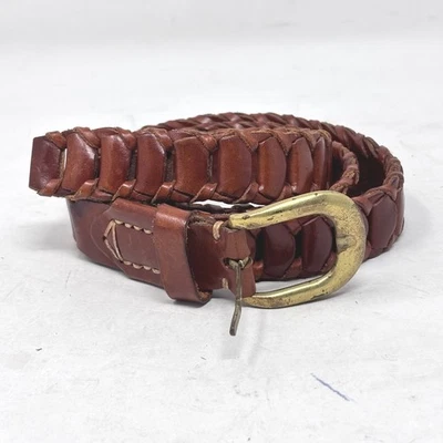 Vintage Ladder Leather Belt Size 34 County Seat Jeanswear Brown Brass Buckle - Image 1 of 4