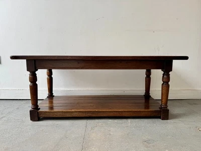Vintage Oak Coffee Table with Shelf by Webber - Image 1 of 4