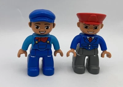 Lego Duplo Building Block Figure Replacement TRAIN CONDUCTOR Men Lot of 2 - Image 1 of 2