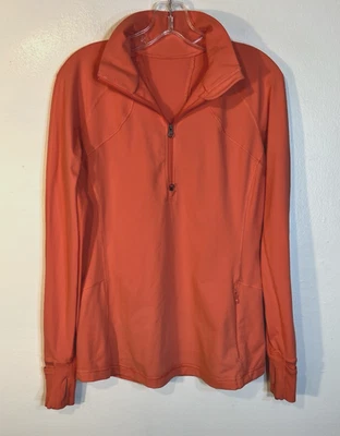 Lululemon Women's Size 10 Orange Stretch Half Zip Race with Grace Pullover - Image 1 of 4