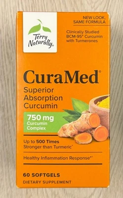 Terry Naturally CuraMed 750mg - Antioxidant Supplement 60 CT Exp 10/2026+ - Image 1 of 4