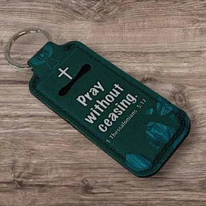 Christian Lipstick/Lip Balm Holder with Metal Ring. 1 Thessalonians 5:17 - Picture 1 of 8