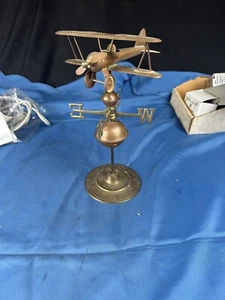 Vintage Good Directions Airplane Weather Vane Copper Biplane - Picture 1 of 5