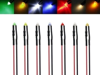 KOKOLOGGO LED 1,8mm mit Kabel Litze für 12-19V mini LEDs diffus und klar 7 Farben Auswahl