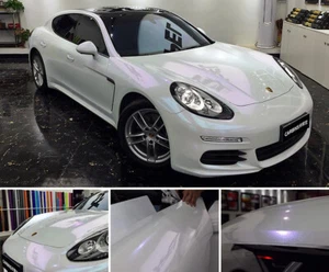 Full Roll 65FT x 5FT Glossy Pearl Chameleon Car Wrap Vinyl Sticker White Purple - Picture 1 of 3