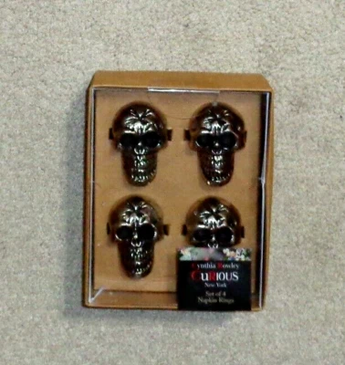 Cynthia Rowley Halloween Calavera Servilleteros Anillos por Curious Juego de 4 NUEVO Foto 1 de 2