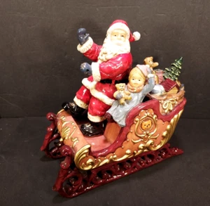 Fitz &Floyd Style Santa Sleigh Waving Little Girl, Packages, Teddy, Toys Details - Picture 1 of 8