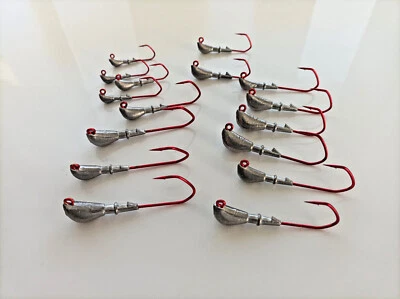 VMC 5150RD 1/0-6/0 4g-18g Jigköpfe Banana Bleiköpfe Zander Hecht Barsch Jig