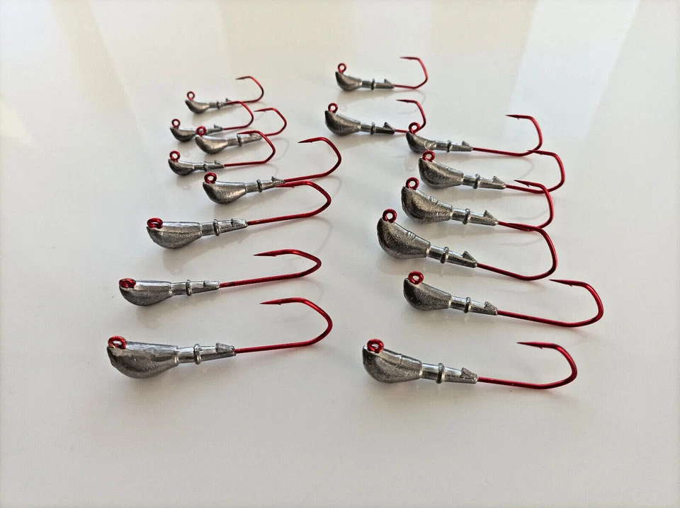 VMC 5150RD 1/0-6/0 4g-18g Jigköpfe Banana Bleiköpfe Zander Hecht Barsch Jig