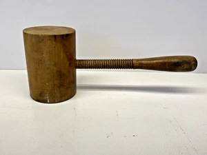 Vintage Wood Carpenter's Mallet - Hardwood woodworking tool with threaded handle - Picture 1 of 5