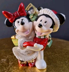 Vintage 2004 Disney X Lenox Mickey & Minnie First Christmas Together Ornament - Picture 1 of 10