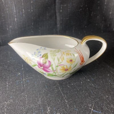 Noritake Mystery #164 Creamer Wildflowers Gold Trim 8 ounce Circa 1930s-1940s - Image 1 of 4