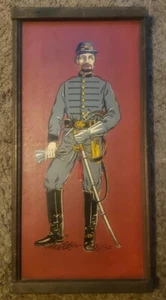 VINTAGE YORKRAFT INC. CIVIL WAR SOLDIERS PAINTINGS WOOD WALL PLAQUE - Picture 1 of 7