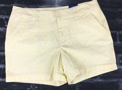 Lemon Chino Shorts Womens Size 12 NEW Le Tigre Geometric Yellow & White - Image 1 of 4