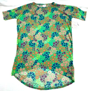 NUEVO CON ETIQUETAS Camisa Túnica LulaRoe Mujer Irma Multicolor Floral Manga Corta Cuello Redondo Pequeña - Imagen 1 de 8