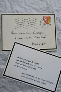 Mme Duhamel carte autographe manuscrite signée