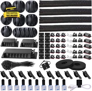 192 PCS Cable Management Kit 4 Wire Organizer Sleeve,11 Cable Holder,35Cord Clip - Picture 1 of 9