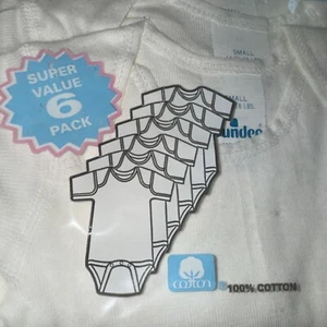 Vintage Baby Bodysuits 1 Piece NEW 100% Cotton White 6 Pack USA Small 14-18 Lbs - Picture 1 of 8