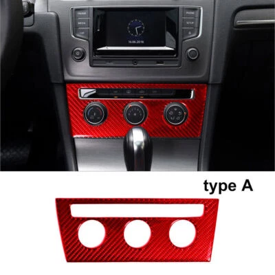 Cubierta de consola climática de fibra de carbono roja para Volkswagen Golf 2013-17 tipo A Foto 1 de 4