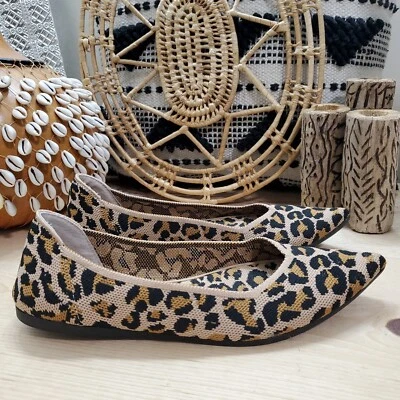 Steven by Steve Madden 8.5M Rosy Leopard Pointed Toe Flats Knit Sexy Comfort  - Image 1 of 4