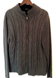 PRRC 81 Boys Cardigan Sweater Solid Gray Cable Knit Faux Fur Lined Full Zip XL - Picture 1 of 7
