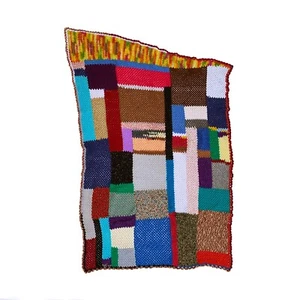 Sofá cama de crochet hecho a mano con mosaico sillón madera algodón - Imagen 1 de 11
