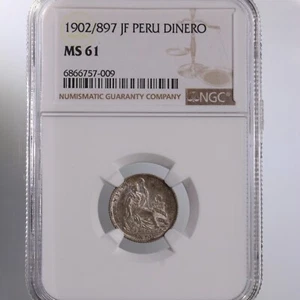 1902/897 JF Peru Dinero NGC Certified MS61 - Picture 1 of 4