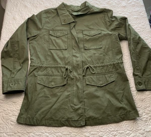 Old Navy Women’s sz Large Utility Military Chore Jacket Army Green Drawstring - Picture 1 of 10