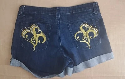 Pantalones Cortos Southpole Mujer 9 Azul Denim Bordado Y2K De Colección Hip Hop Años 90 Foto 1 de 4