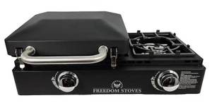 Freedom T5 Cast Iron Camping Griddle, 22" Enameled, 26,000 BTU Dual Burner - Picture 1 of 13