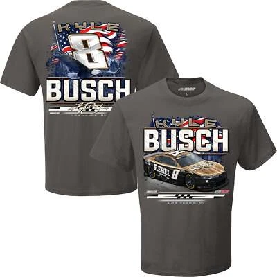 Kyle Busch 2025 Rebel Bourbon Patriotic Eagle 2-Spot T-Shirt Gray - Exclusive - Image 1 of 3