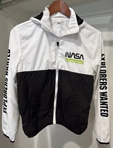Youth Size 12/14 NASA Jacket H&M Explorers Wanted Lightweight Black/White Space - Picture 1 of 8