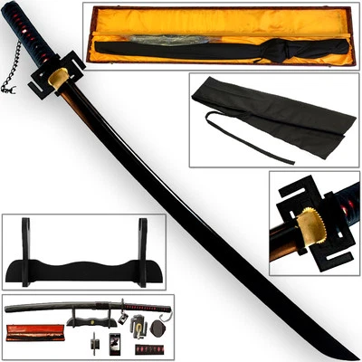 Functional Ichigo Kurosaki Katana 1045 HC Steel FULL TANG Tensa Zangetsu Sword - Image 1 of 4