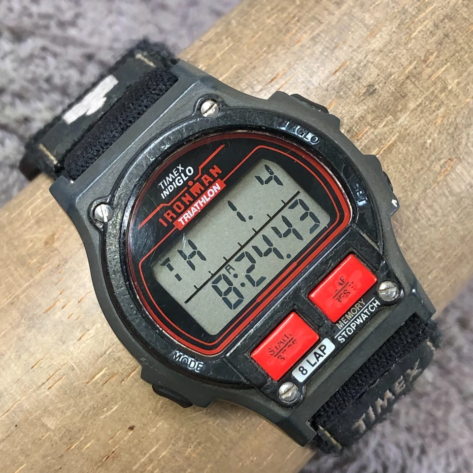 Reloj Digital 35mm De Colección Años 90 Timex Ironman Triatlón Hombres Negro Nylon Cuarzo 8 1/4" Foto 1 de 4