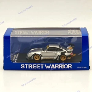 Street WARRIOR 1/64 RWB 993 RAUH-Welt Heavenly Silver Short Wing Diecast Model - Imagen 1 de 7