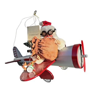 Vintage Kurt Adler KSA Sammlerstücke Pilot Santa Fabriche Stoffmaché Flugzeug hängt - Bild 1 von 13