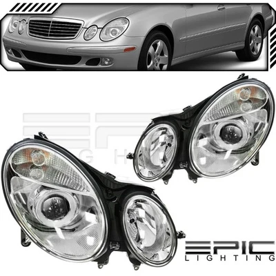 Pair Halogen Headlights fits MERCEDES 03-07 E320 06-07 E350 04-06 E500 E55 AMG - Image 1 of 4