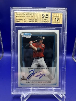 2011 Bowman Chrome # BCAP-GS George Springer RC 1st Bowman Auto BCGS 9.5/10 - Image 1 of 2