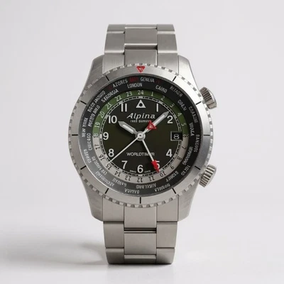 Alpina Startimer Pilot Worldtimer Stainless  Swiss Quartz Men AL-255GR4S26B NEW - Image 1 of 4