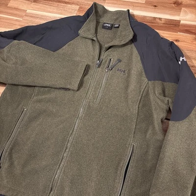 Куртка мужская Helly Hansen большая зеленая флисовая высокая для кемпинга на открытом воздухе на молнии - Изображение 1 из 4